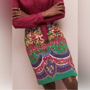 Maeve Anthropologie Sheffield Textured Stretch Colorful Skirt Pink Green Blue 4